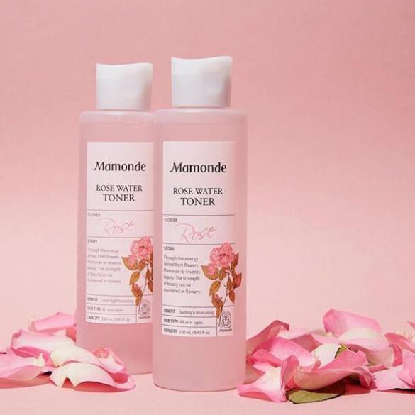 Nước hoa hồng dưỡng da cung cấp độ ẩm se khít lỗ chân lông Mamonde Rose Water Toner Hàn Quốc 250ml