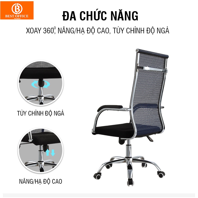 Ghế xoay lưới lưng cao BOX204 - Khung thép siêu bền - Dòng ghế văn phòng được ưa chuộng