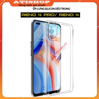 Ốp lưng Oppo Reno4 Pro/ Reno4 - Silicon dẻo trong suốt- Loại dày lâu ố vàng