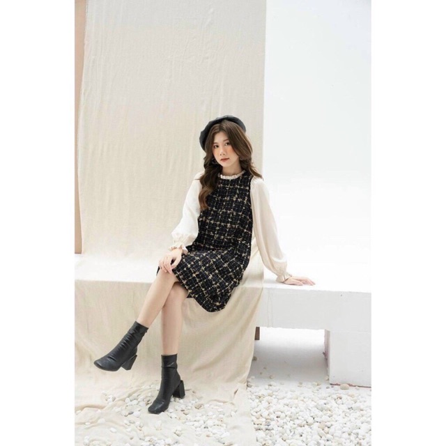 [Mã WARUN27 giảm 12k đơn 99k] Đầm dạ - Đầm suông - tay phồng tiể | BigBuy360 - bigbuy360.vn