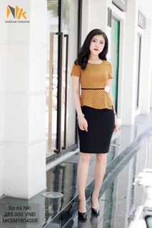 SƠ MI PEPLUM LỆCH CHẤM BI