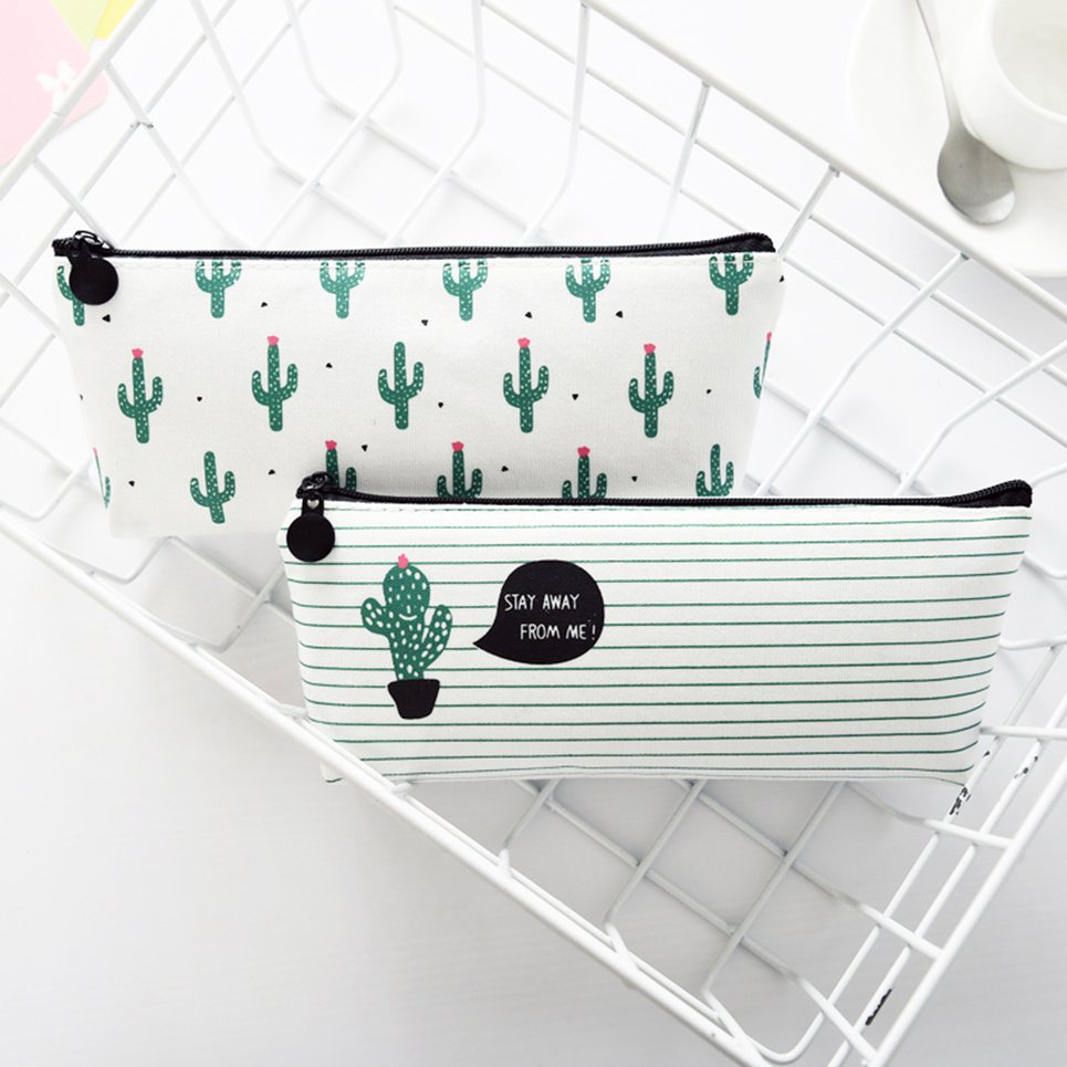 Túi đựng bút có khóa kéo hình cây xương rồng D8