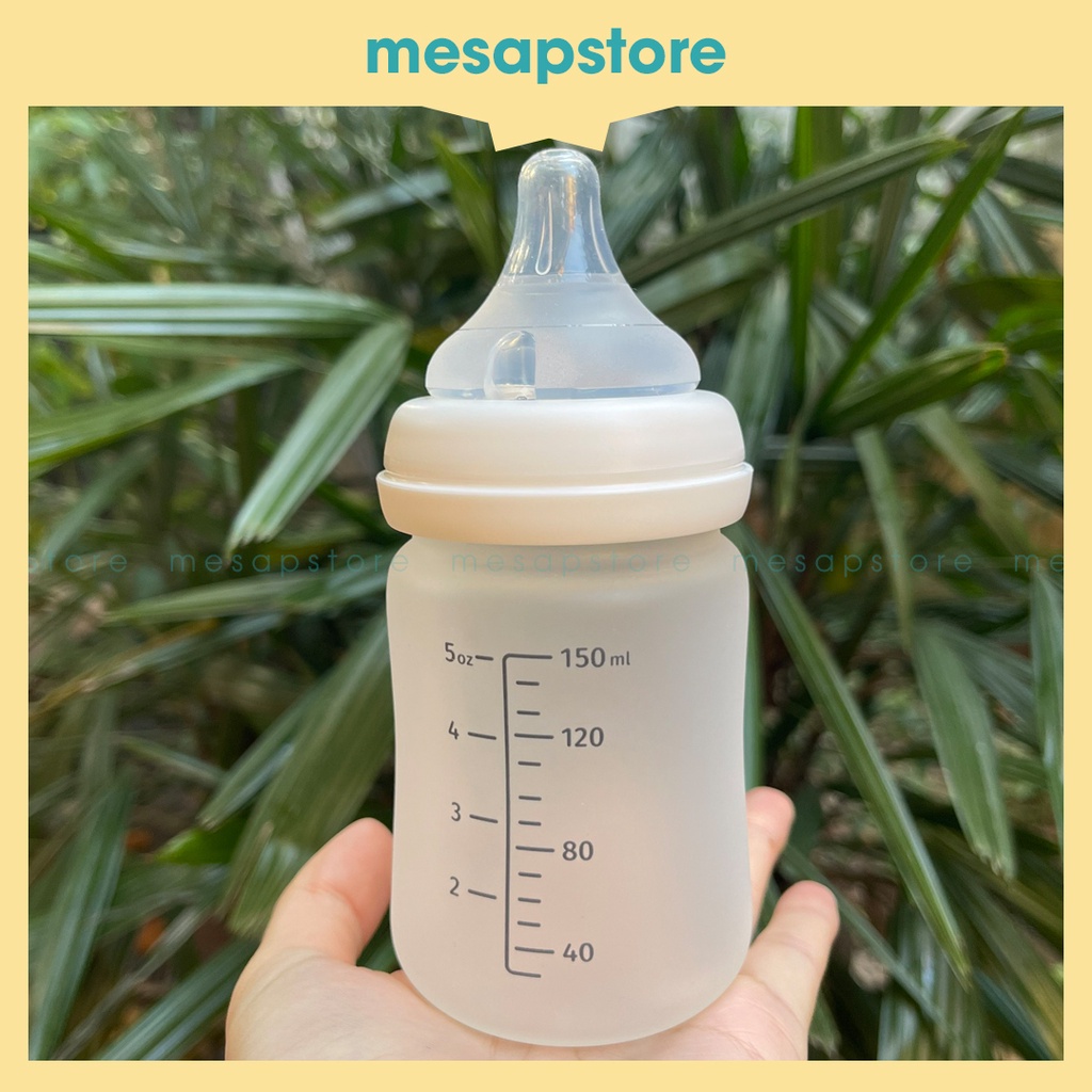 Bình sữa Moyuum Thuỷ tinh tráng Silicon 150ml/240ml Hàn quốc - Chính Hãng