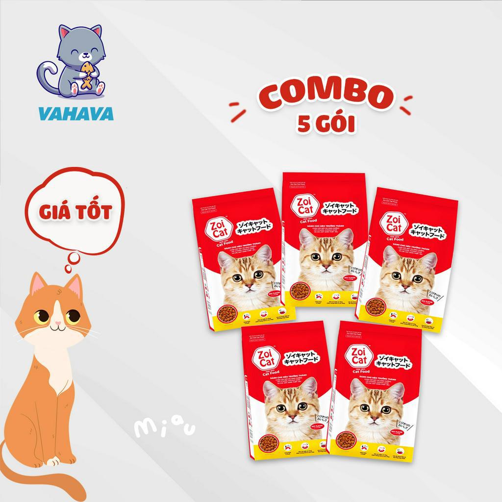 COMBO 5 Gói Thức Ăn Cho Mèo Zoi Cat gói 1kg - Hạt Cao Cấp Cho Mèo