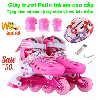 Giày Bánh Xe, Giày Trượt Patin Trẻ Em Cao Cấp Mẫu Mới PT-154 ( Tặng Kèm Bộ Bảo Vệ Tay Chân Và Mũ Bảo Hiểm)