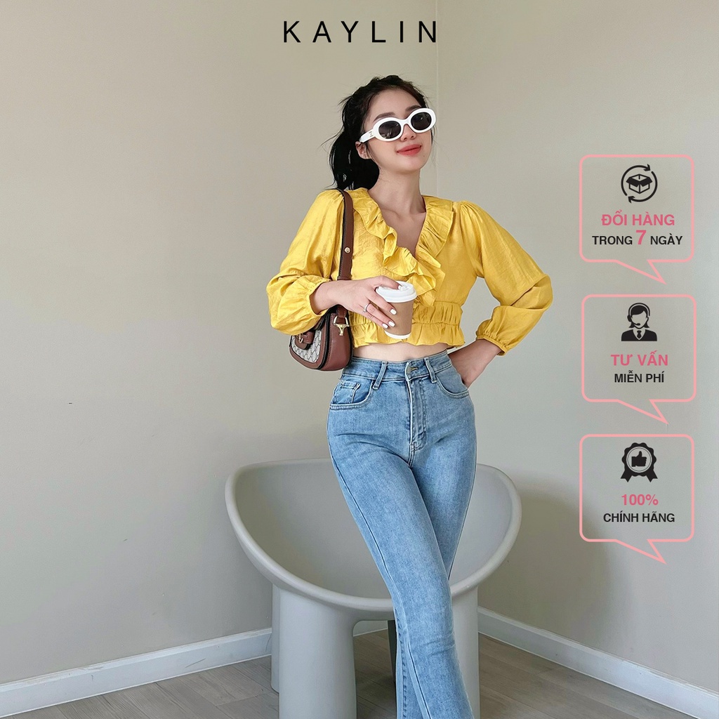 Áo croptop nhún bèo N1744 - KAYLIN