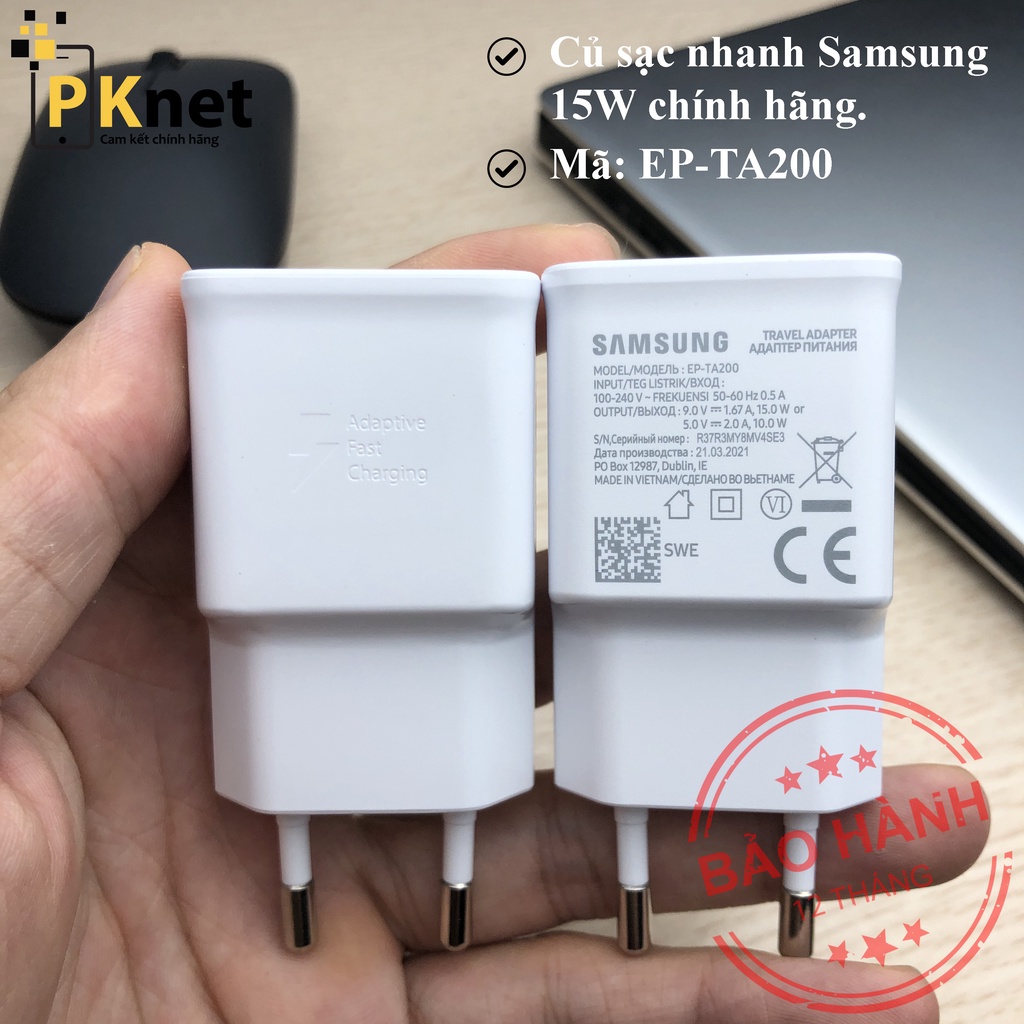 Bộ sạc nhanh Samsung 15W A10s /J7 Prime/ J3/J5/J7/ S6/S7/ Note 4/Note 5...[Chính hãng] + Cáp sạc Micro-USB