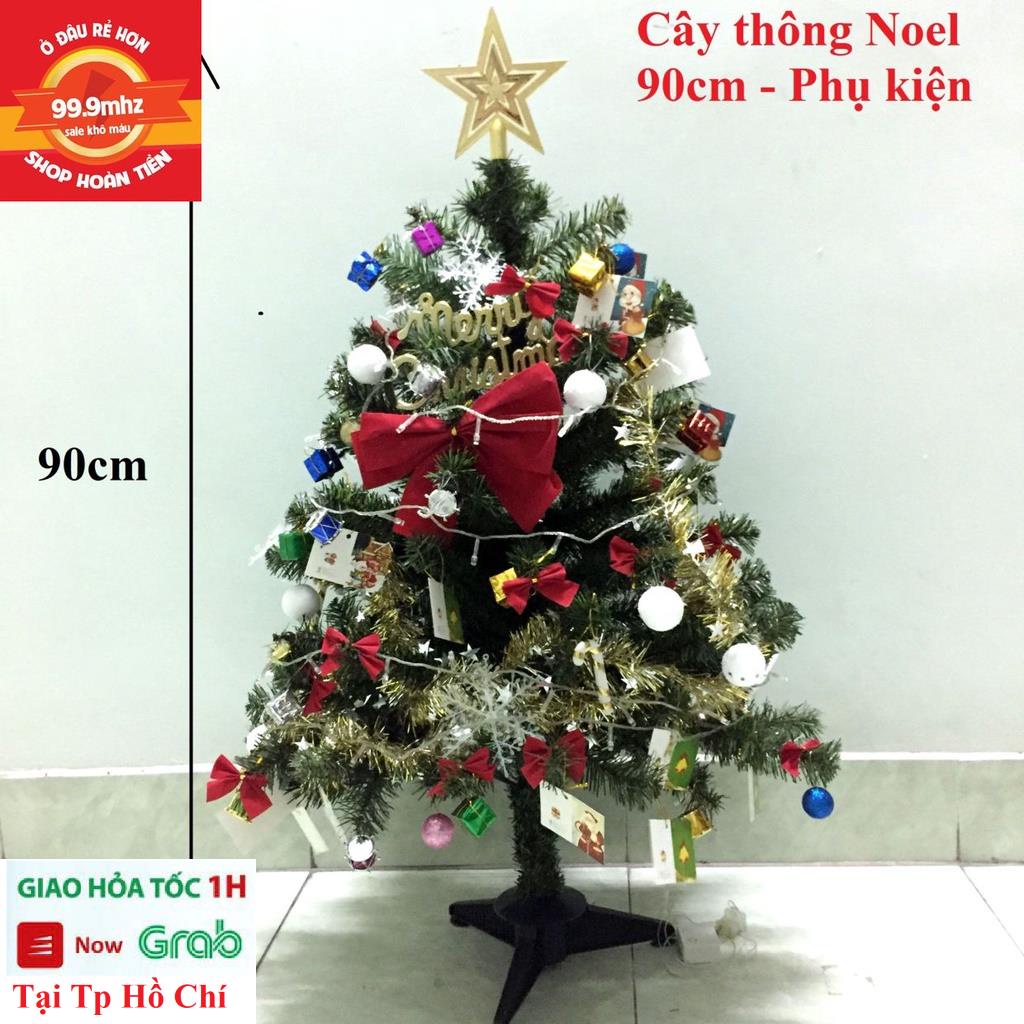 Cây Thông Noel Mini 90cm Đủ Phụ Kiện Trang Trí Noel Giáng Sinh - Cây Thông Mini Để Bàn Có Đèn Full Phụ Kiện