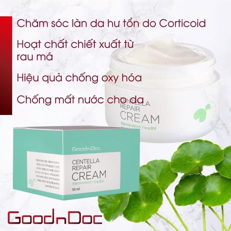 [CHÍNH HÃNG] Kem Dưỡng Rau Má GoodnDoc Dưỡng Ẩm, Phục Hồi Da, Giảm Thâm Nám - GoodnDoc Centella Repair Cream 50ml