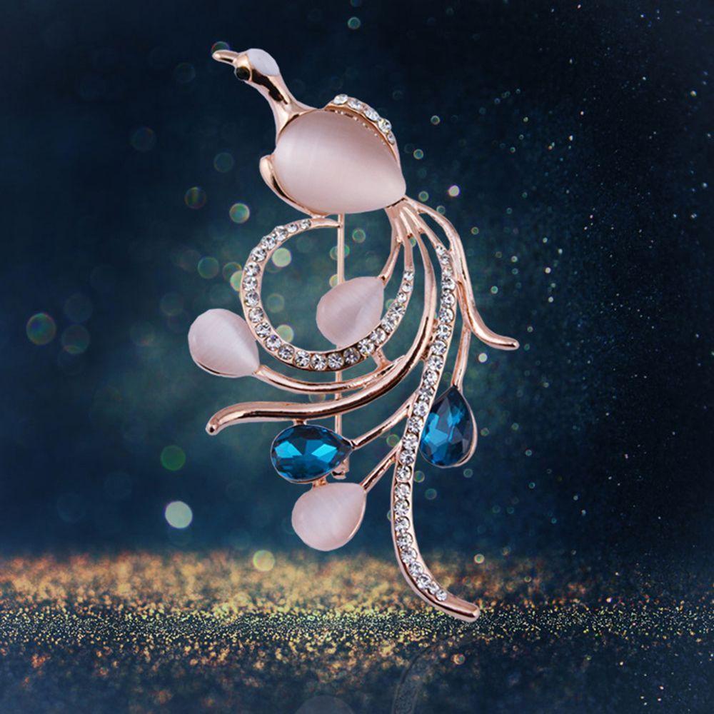 Trâm Cài Áo Hình Chim Phượng Hoàng Đính Đá Opal Thời Trang Cho Nữ