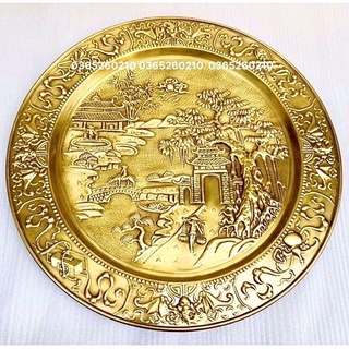 Mâm đồng quê giả cổ 52cm  bằng  đồng