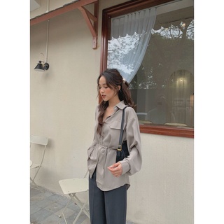 Sơ mi lụa có túi ( dây đeo kèm ) SM-1019