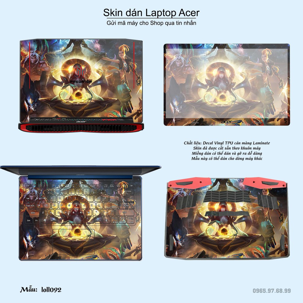 Skin dán Laptop Acer in hình Liên Minh Huyền Thoại nhiều mẫu 13 (inbox mã máy cho Shop)