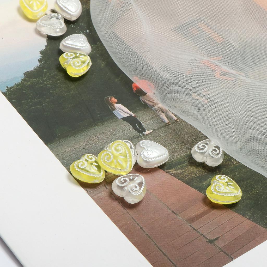 Set 10 Hạt Xỏ Lỗ Hình Trái Tim Nhiều Màu Sắc 11mm Dùng Để Làm Đồ Trang Sức Thủ Công