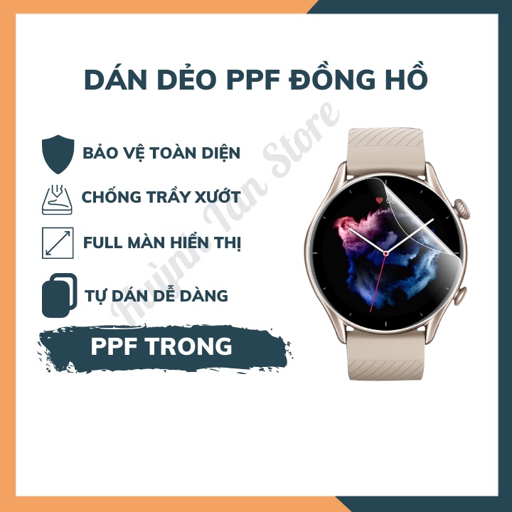 [Mua 1 tặng 1]Dán dẻo PPF Xiaomi Amazfit GTR 3 full hiển thị ,chống trầy xướt tốt, cảm ưng mượt, siêu mỏng boa cạnh cong