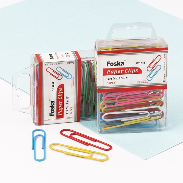 Hộp 50 kẹp ghim vòng nhiều màu 50mm Foska AS-18