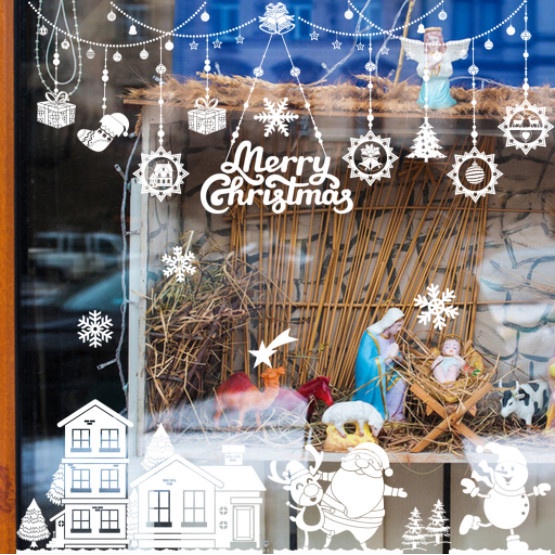 Decal dán tường Noel Hít Tĩnh Điện không Dơ Kính - Rèm phụ kiện phối thành phố trắng xóa
