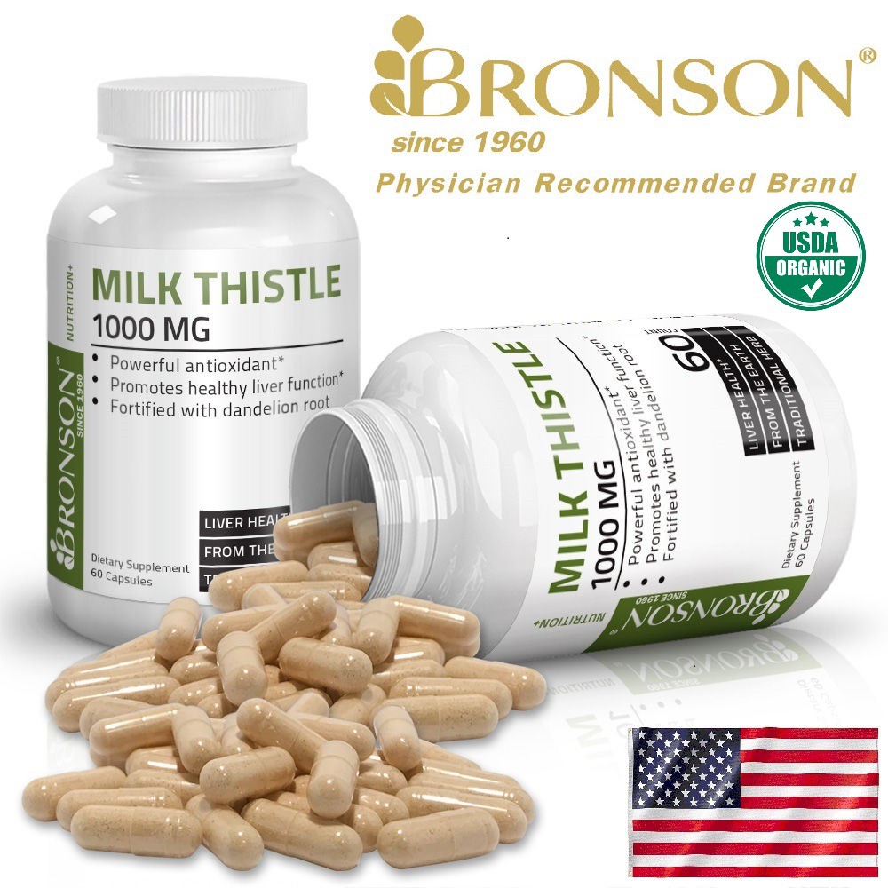 Organic Vitamins Milk Seed Extract Thistle - 1000 mg - 60 viên Mỹ - Bổ gan