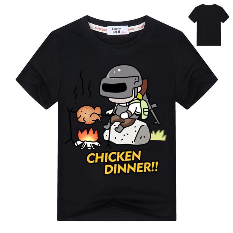 GIÁ RẺ- New Funny Boy Summer Top Chicken Dinner T-shirt Boy Summer Short Tay áo ngắn PUBG - có sz cho trẻ em