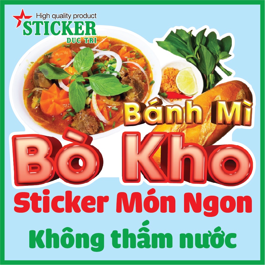 STICKER DECAL DÁN HÌNH  BÁNH MÌ  BÁNH MÌ CHẢ CÁ,  BÁNH MÌ THỊT PATÊ, BÁNH MÌ ỐP LA... DÁN TỦ KÍNH, TƯỜNG.