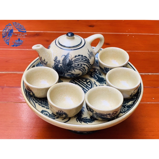 Bộ ấm chén thờ men dạn Bát Tràng