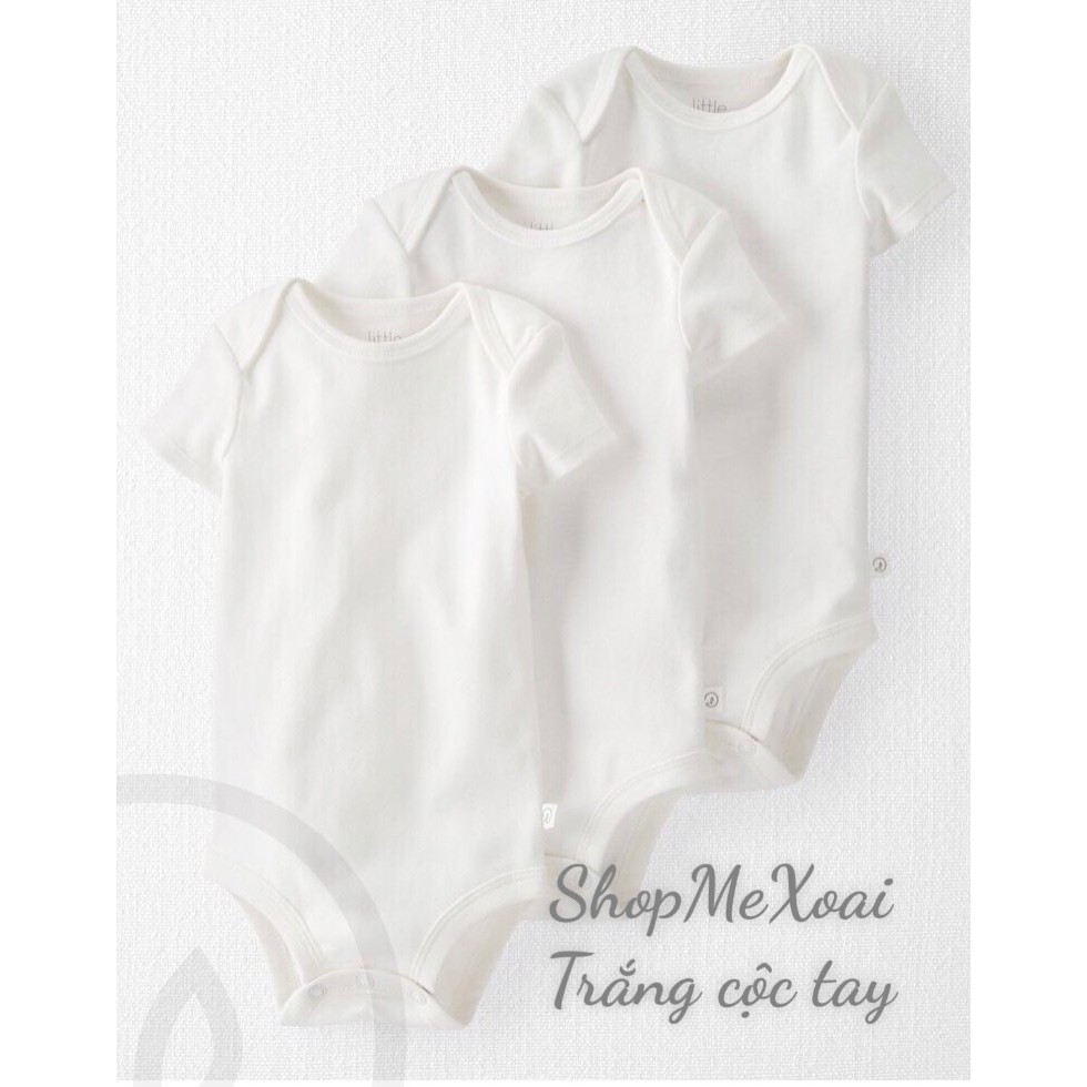 Bodysuit màu trắng trơn hàng xuất dư cho bé size từ 0-36M