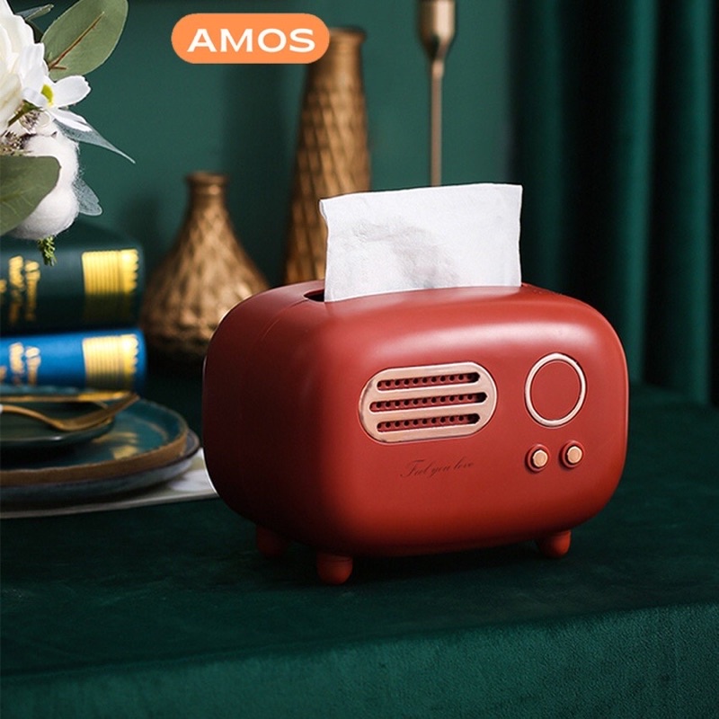 Hộp Khăn Giấy Hình Radio Phong Cách Retro Cổ Điển Sang Trọng