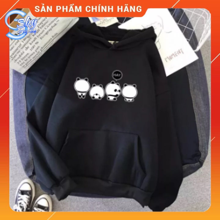 ÁO HOODIE UNISEX NAM NỮ  FORM RỘNG, CHẤT NỈ BÔNG CAO CẤP in 4 chú gấu trúc