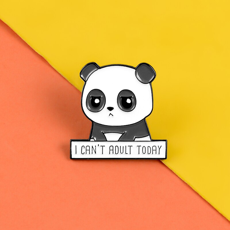 Ghim cài áo hình gấu trúc dễ thương bằng kim loại