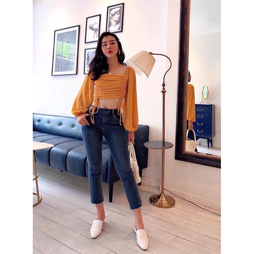 Áo voan tay dài rút hai dây xinh GB24091