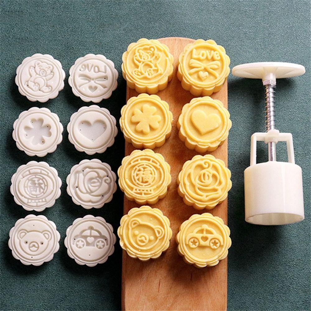 Bộ 8 Khuôn Làm Bánh Trung Thu / Bánh Trung Thu Hình Tròn Siêu Bền Tiện Dụng DIY