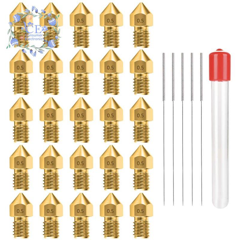 Vòi Phun 0.5mm Mk8 3 Đầu Phun 25 3d Kèm 5 Cọ Vệ Sinh