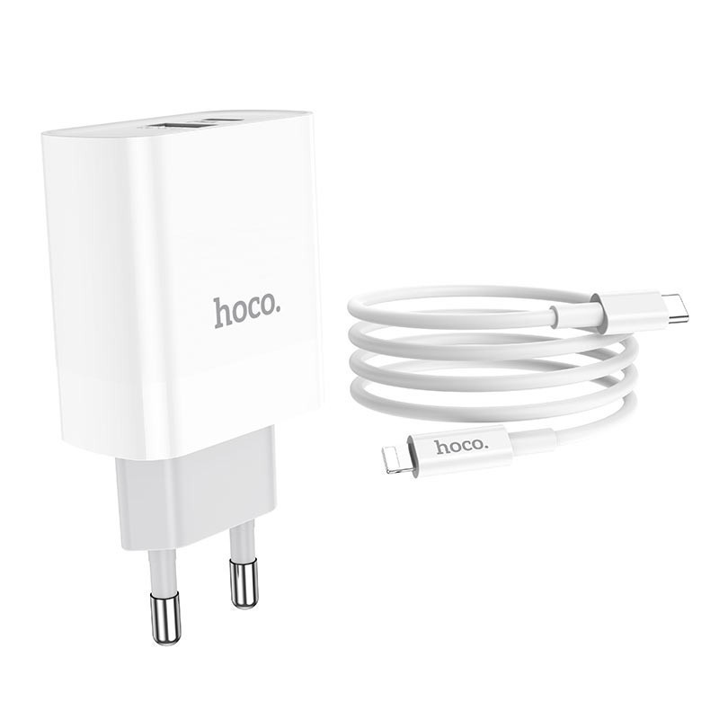 Bộ Củ Sạc nhanh PD 20W Hoco C80A Kèm Cáp Sạc type C to Lightning - Hỗ trợ sạc nhanh QC3.0 cho Iphone