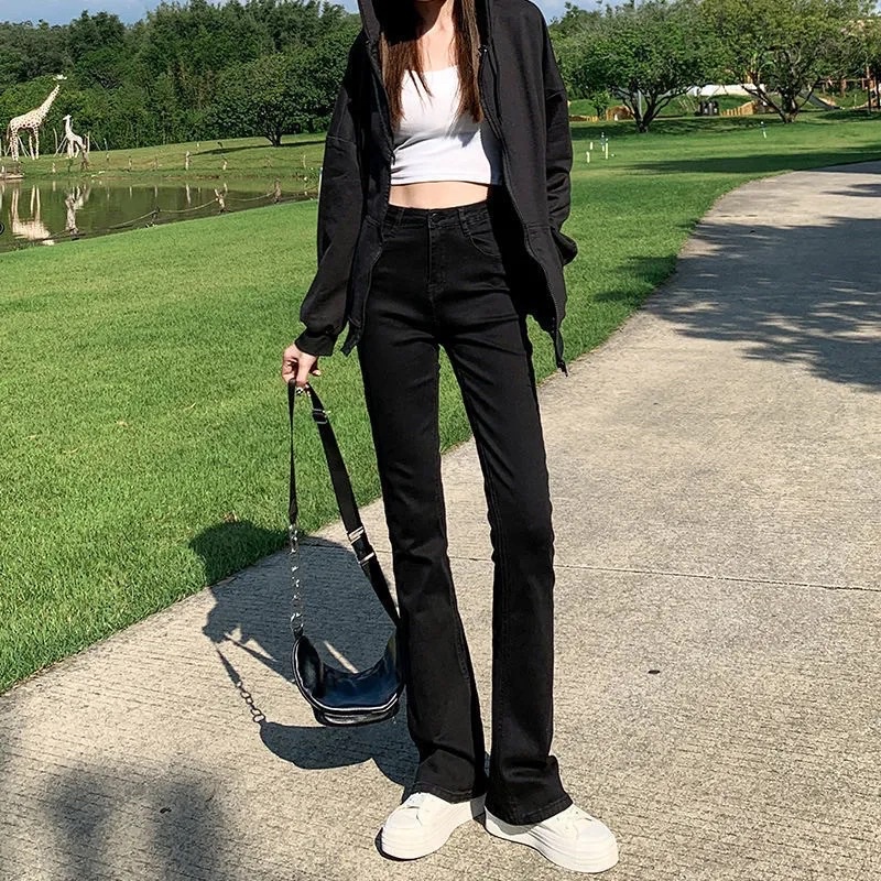 Quần Jeans Ống Loe Nữ Màu Nâu Đen Cạp Cao Chất Jean Kaki Loại 1 Lên Phom Phong Cách Hàn Quốc Cá Tính Năng Động | BigBuy360 - bigbuy360.vn