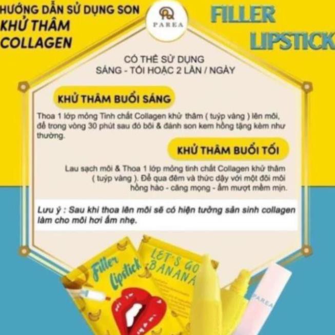 [ HÓT] Son Filler Collagen Chuối Khử Thâm Parea cùng son màu Chu Lipstick, giúp môi căng mọng hồng hào