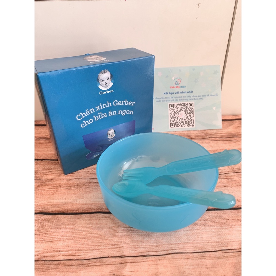 [Chính Hãng] Bộ chén kèm muỗng nĩa ăn dặm cho bé Gerber