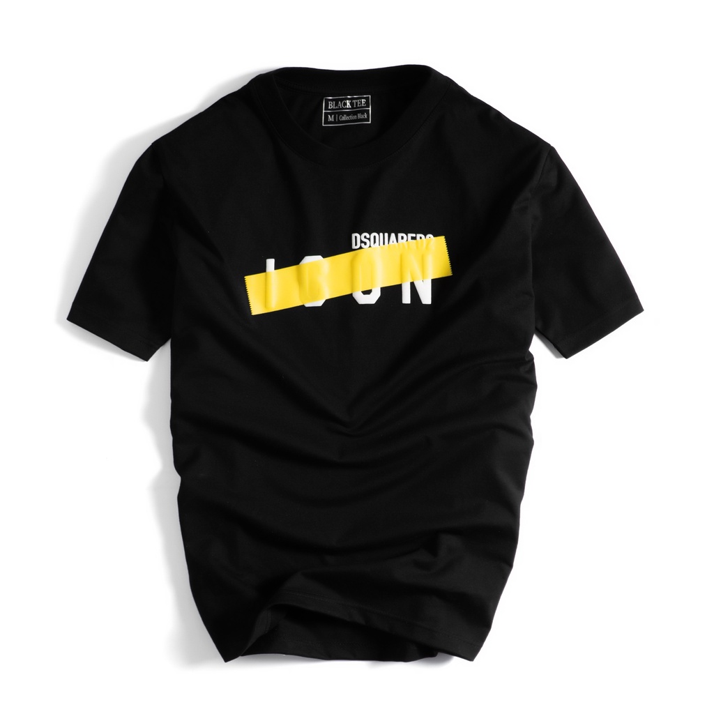 Áo thun đen tay ngắn, cổ tròn vải cotton co giãn 4c in chữ , BLACK TEE thiết kế sang trọng TSBLT0007