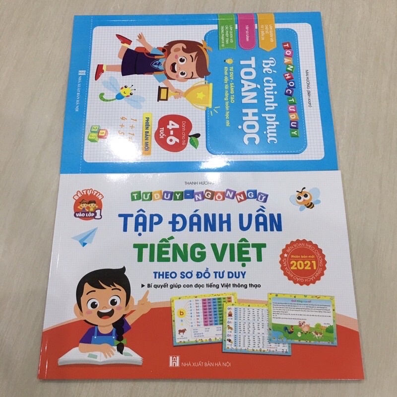 Combo Tập đánh vần tiếng Việt phiên bản 2021 +Chinh phục toán học cho bé từ 4-6 tuổi