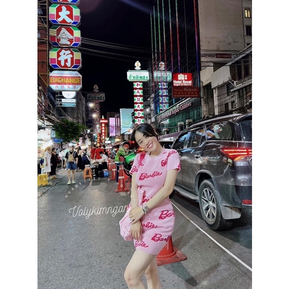 Đầm váy len dệt kim cổ tròn barbie hot hit