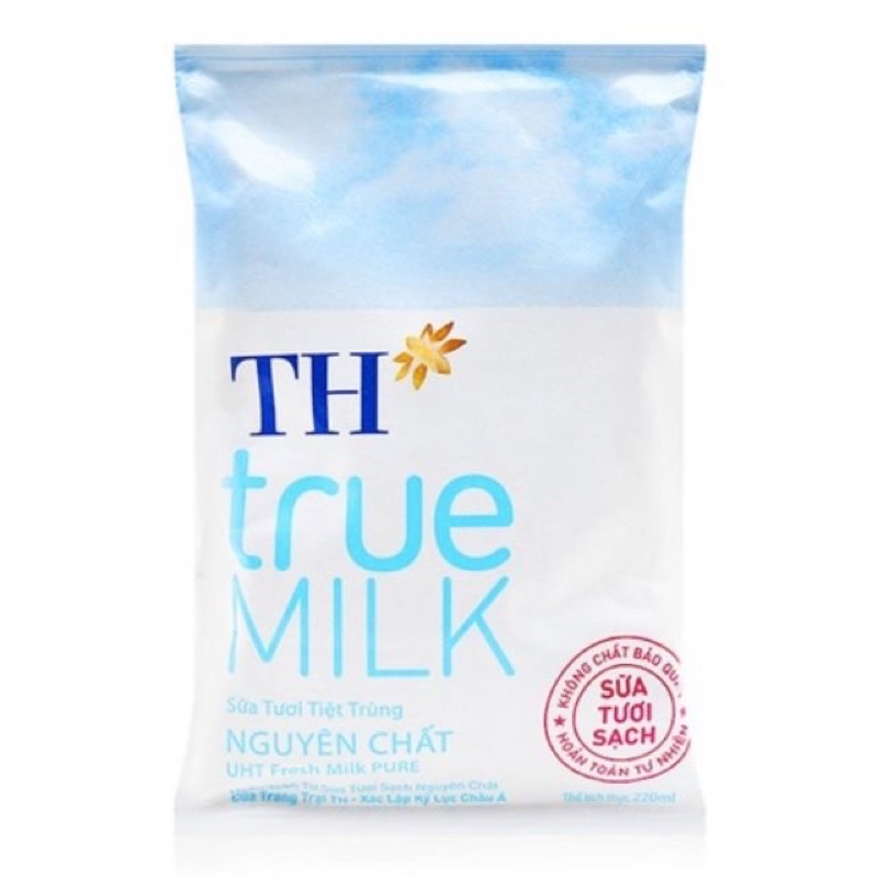 Bịch sữa TH true milk có đường/ít đường/không đường 220ml