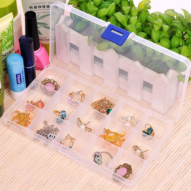 Hộp Đựng Đồ Trang Sức Trong Suốt 15 Ngăn Tiện Dụng
