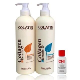 Gội xả siêu mềm mượt tơ tằm Colatin 500mlx2 | New 2024