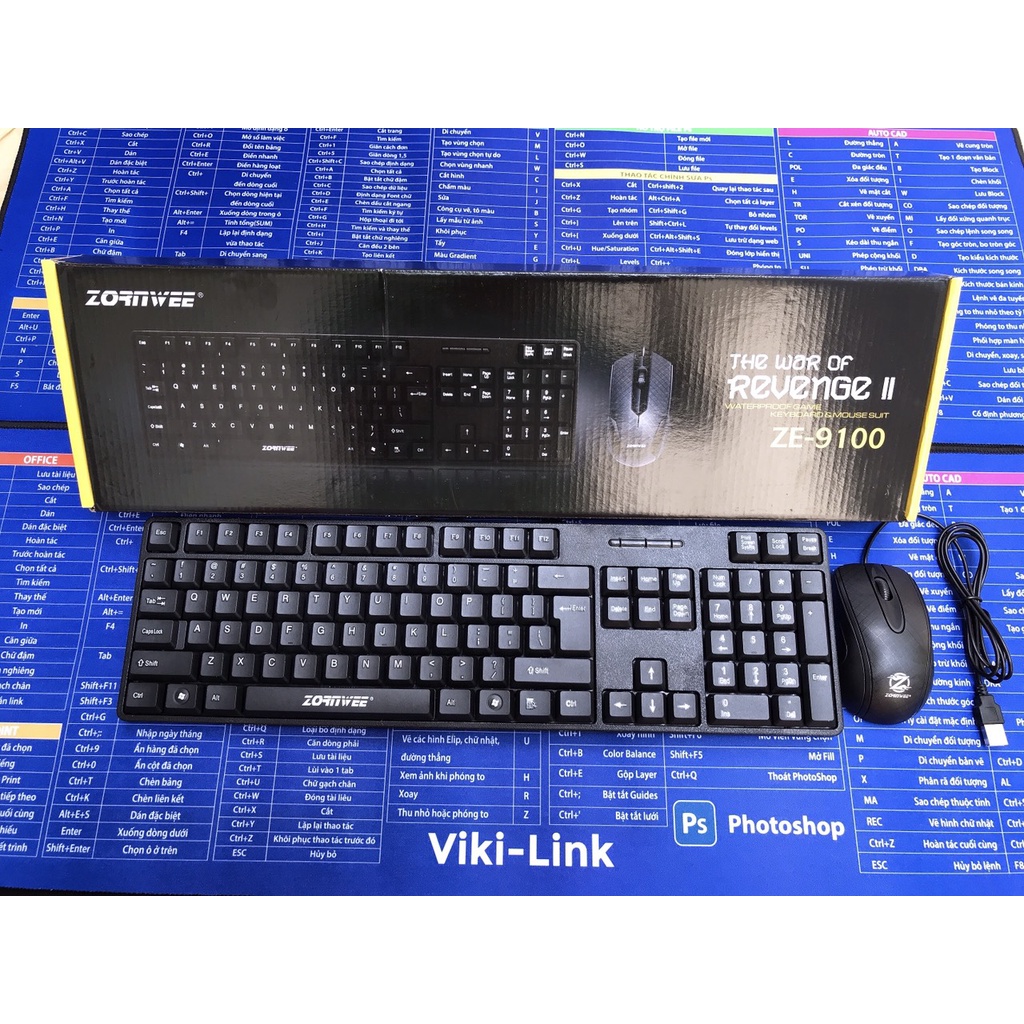 Bộ Bàn Phím Chuột Máy Tính PC Văn Phòng Có Dây Chuẩn Cắm Usb Màu Đen ZERNWEE ZE-9100