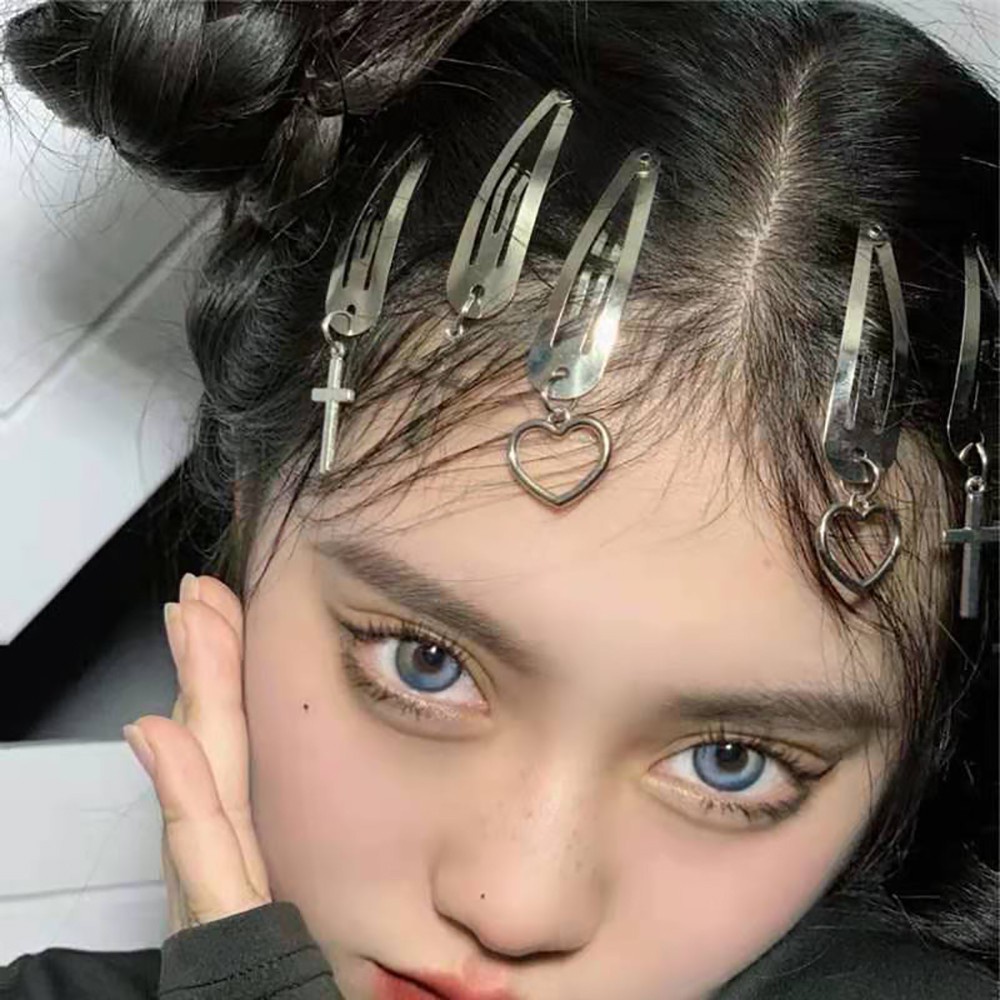 Kẹp Tóc Kim Loại Hình Ngôi Sao / Trái Tim Dễ Thương Cho Nữ