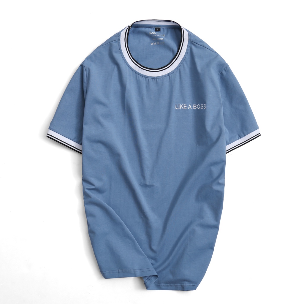Áo thun Nam Feel Good Basic Tee  Bo Viền Cổ phông trơn tay ngắn form regular fit chất liệu cotton