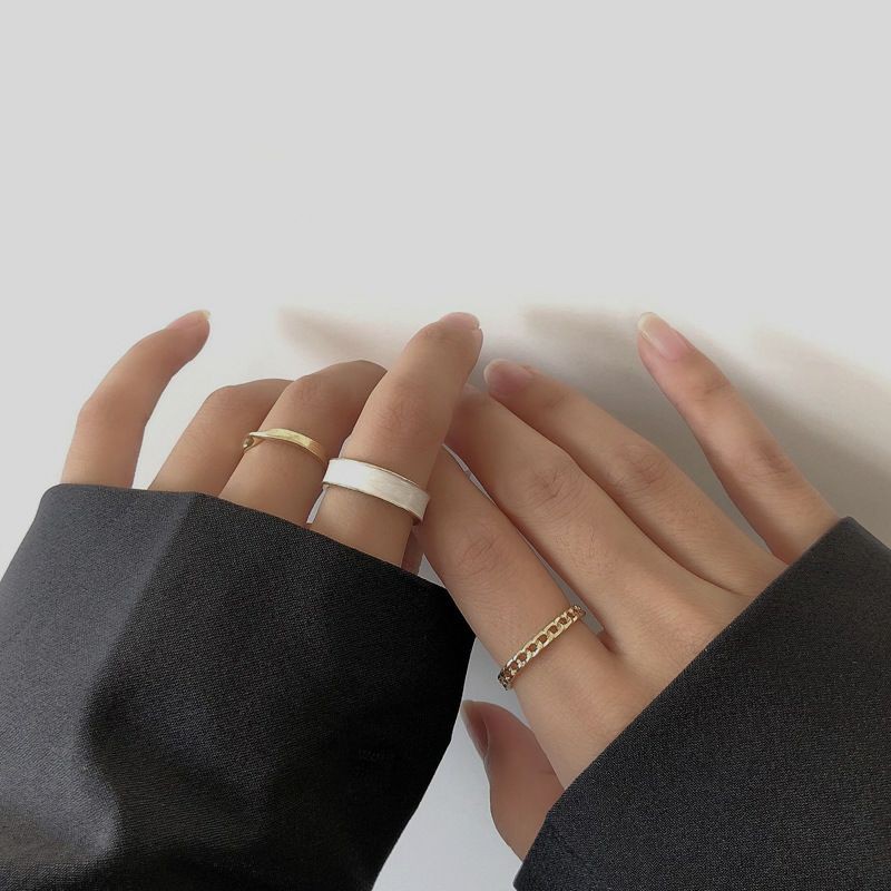 Set nhẫn 3 món phong cách sóai tỷ có thể điều chỉnh 💫