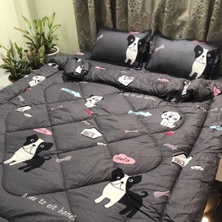 [Thanh lý hàng] Bộ Chăn Phao Ga Gối Poly Set 5 Món mẫu Cún ghi