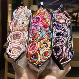 Có sẵn - giá sỉ - set 500 dây cột tóc, chun buộc tóc tặng kèm túi zip