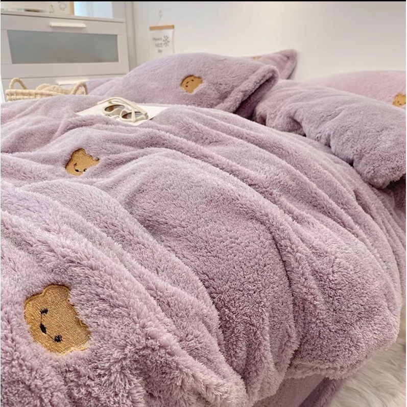 Set Bộ Vỏ Chăn Ga Nỉ Lông, Mềm Êm, Ấm Áp Cho Mùa Đông