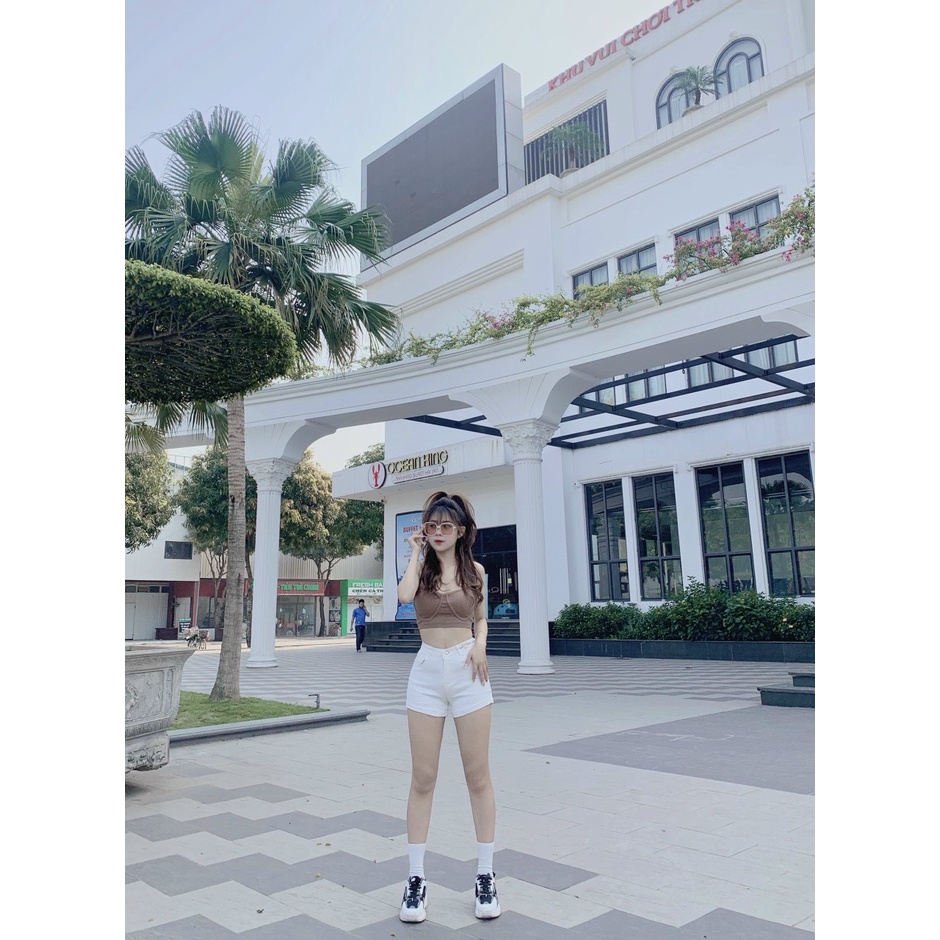 Quần short jean đen trắng nữ rách - Quần sooc bò rách Denim thiết kế rách cá tính dáng chữ A | BigBuy360 - bigbuy360.vn